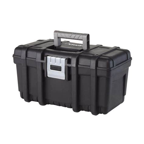 husky 16 in plastic tool box with metal latch|husky stackable storage tool box.